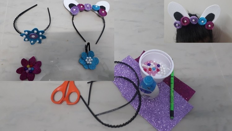 Kids hairband making.simple handmade DIY.glitter paper craft ideas