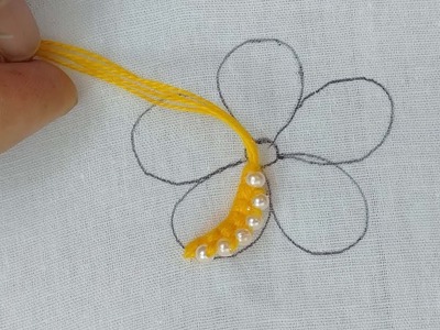 Making flower with pearl embroidery designs step by step