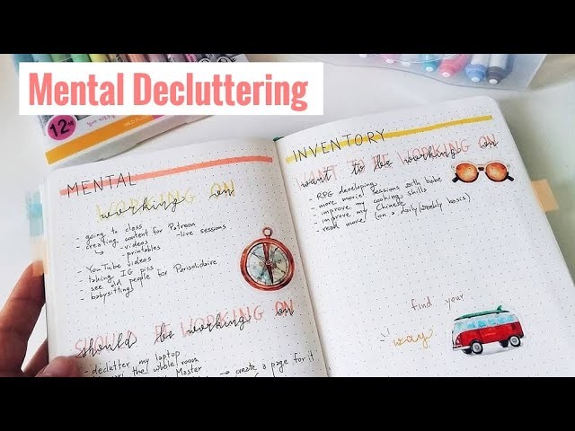 Mental Decluttering & Stress Relief | 3 Bullet Journal Spreads | The Boosted Journal