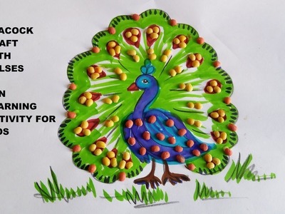 Pulse Craft Activity For Kids | Peacock Craft With Pulses & Seeds, Play And Learn