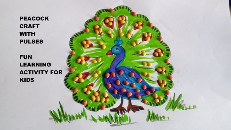 Pulse Craft Activity For Kids | Peacock Craft With Pulses & Seeds, Play And Learn