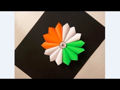 Tricolour Paper flower.Badge craft ideas | Republic Day Craft