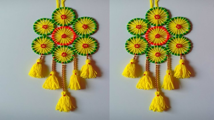Wall Hanging Craft idea with Woolen and Bangles Best Out of waste woolen Doo Hanging Toran DIY