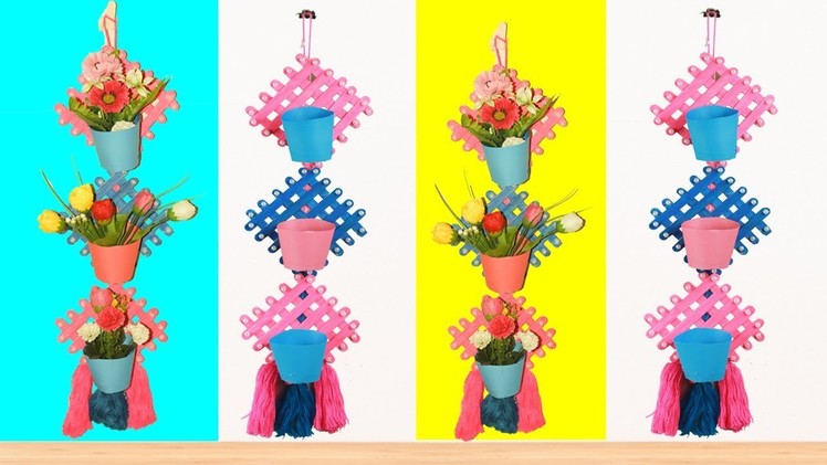 Wall Hanging Craft Ideas.Flower Vase Making | Ice Cream Stick Wall Hanging.Ice Cream Stick Craft