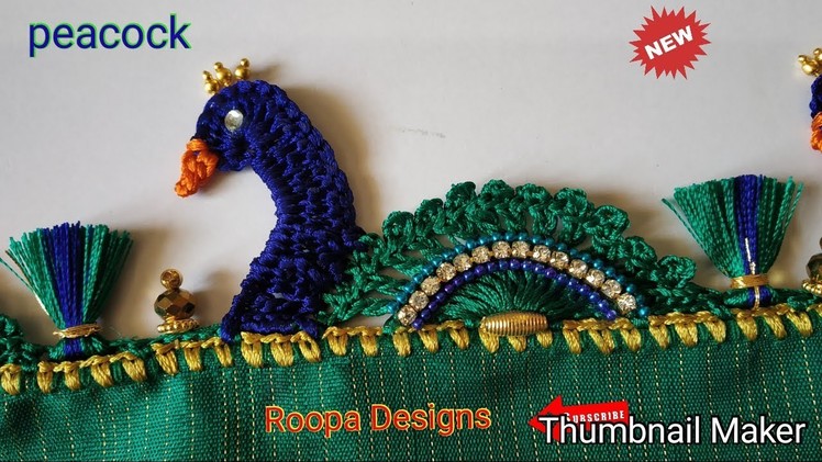 Bridal Saree Kuchu. Peocock Crochet Design
