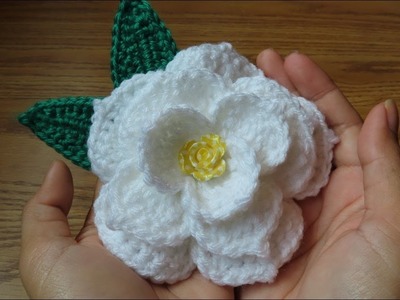 Crochet Camellia Flower for Hat Decor
