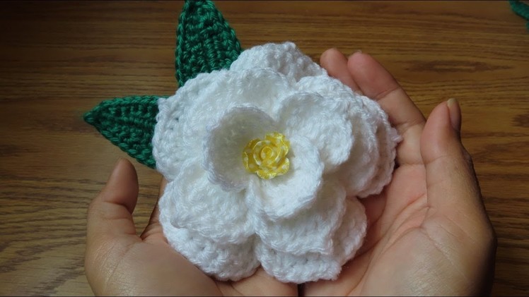 Crochet Camellia Flower for Hat Decor