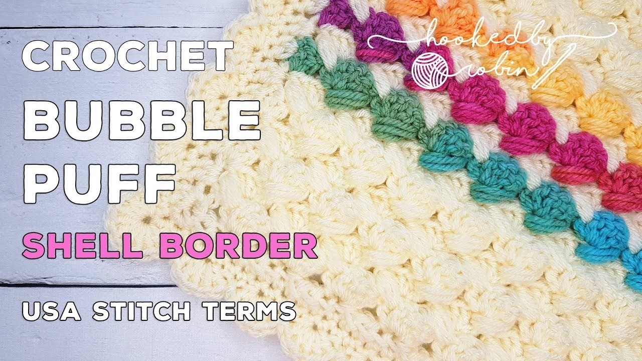 Crochet the Bubble Puff Blanket, PRETTY SHELL BORDER, easy border tutorial