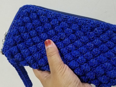 Crochet tutorial merajut cover dompet motif bobble.bobble stitch