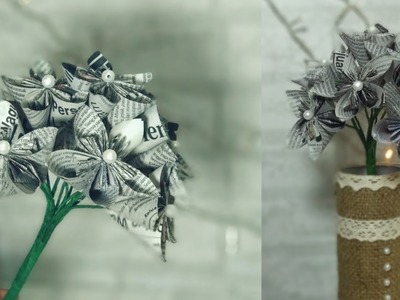 DIY - bunga dari koran bekas (1) | Tutorial Shabby Rustic vintage flower