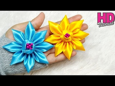 DIY - how to make satin ribbon flower || kanzashi flower || handmade satin ribbon