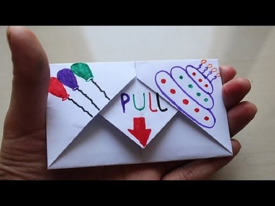 DIY - Pull Tab Origami Envelope Card || Letter Folding Origami || birthday Card | Greeting Card |