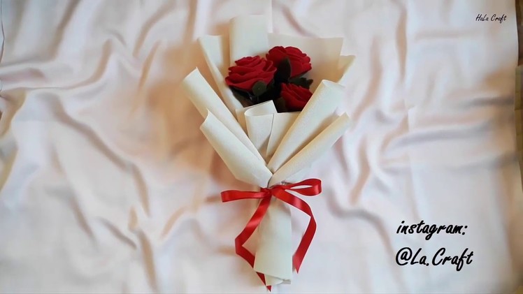 DIY Tutorial wrapping felt bouquet - cara membuat buket bunga flanel MUDAH