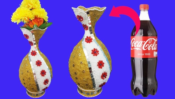 How to make flower vase with plastic bottle||easy flower vase making at home|| plastic bottle craft