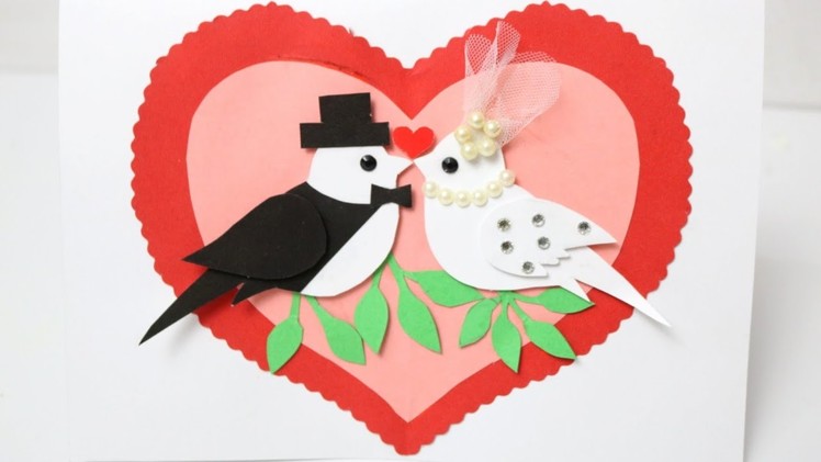Beautiful Wedding Anniversary Card |How to make Love Birds Greeting Card For wedding| Love  card