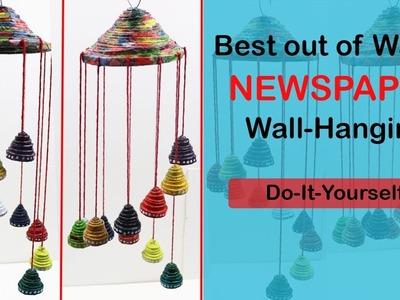 BEST OUT OF WASTE WIND CHIME - NEWSPAPER WALL HANGING IDEAS - DIY PAPER WIND CHIMES MAKING AT HOME