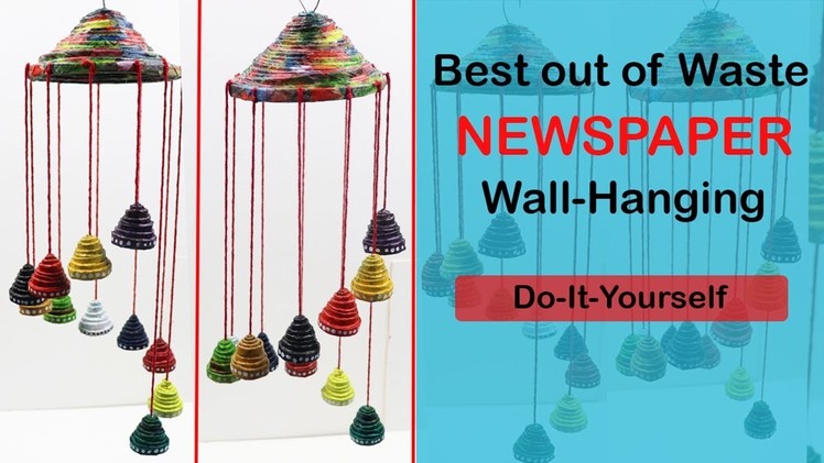 BEST OUT OF WASTE WIND CHIME - NEWSPAPER WALL HANGING IDEAS - DIY PAPER WIND CHIMES MAKING AT HOME