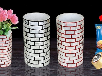 Flower vase making with Best out of waste. Paper roll flower vase