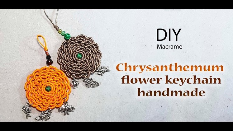 How to make a chrysanthemum flower keychain macrame DIY by Thaohandmade