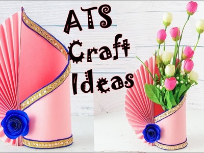 How To Make a Flower Vase at Home | Making Paper Flower Vase | DIY Simple Paper Crafts | ATS