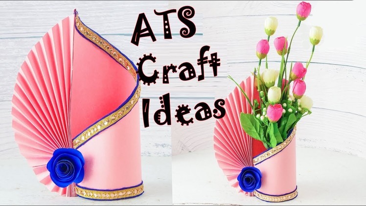 How To Make a Flower Vase at Home | Making Paper Flower Vase | DIY Simple Paper Crafts | ATS