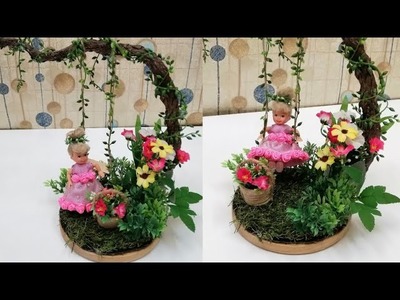 How to Make Cute Miniature Fairy Garden & Swing |: Easy Beautiful Decoration Piece