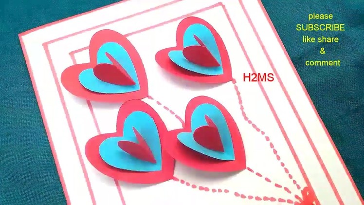 How to make simple and easy handmade heart greeting cards l mother's day card ,DIY 3d popup greeting