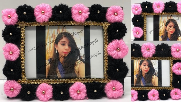 How to make unique photo frame at home || photo frame making with QuickArtAnjali