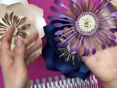 Paper flower centres made with LONG STAMENS template and video tutorial