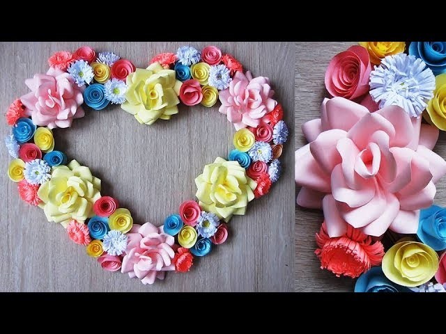 Wall Decoration Ideas. Heart Design Valentine's Day Room Decor Ideas. Paper Flower Wall Hanging 7