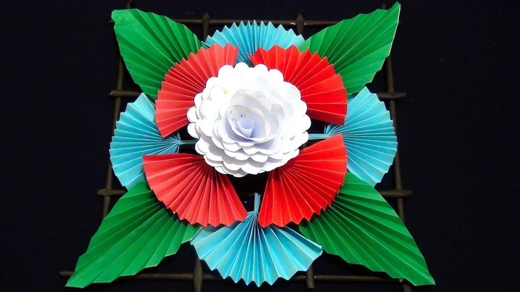 Wall hanging ideas ! How to make paper flower wall hanging ! Paper wall hanging craft ! Bk craft tv