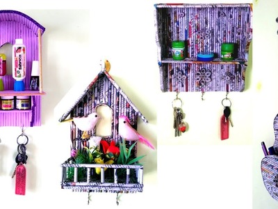 4 Awesome Key holder ideas Using Newspaper | Best out of waste | DIY