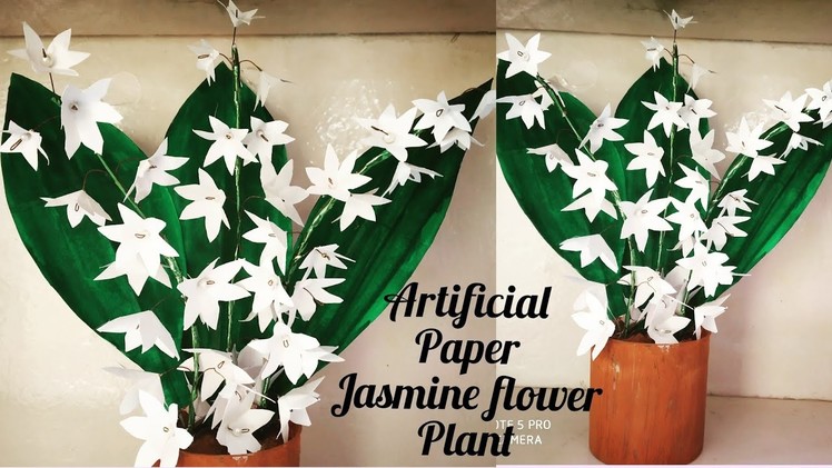Artificial Paper Jasmine flower plant. How to make artificial flower plant. Jasmine flower plant