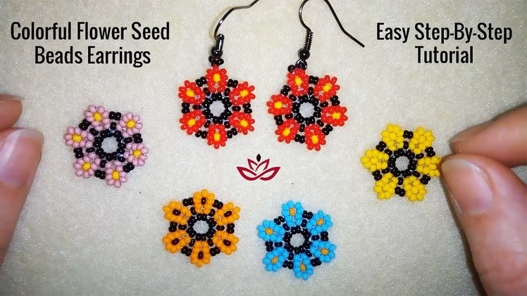 Colorful Flower Seed Beads Earrings - Tutorial