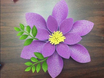 DIY: How to make a Beautiful Glitter Foamy flower. Como Hacer una flor de foamy o Goma Eva