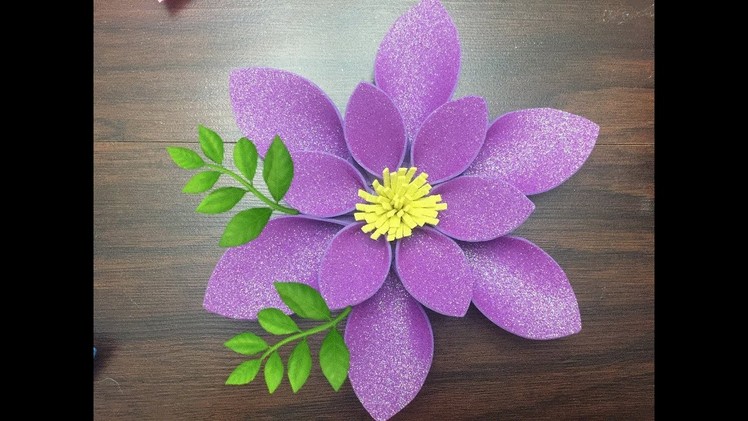 DIY: How to make a Beautiful Glitter Foamy flower. Como Hacer una flor de foamy o Goma Eva