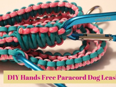 DIY Lite Teal and Hot Pink Hands Free Paracord Dog Leashes by Colorado Cords 4 Paws