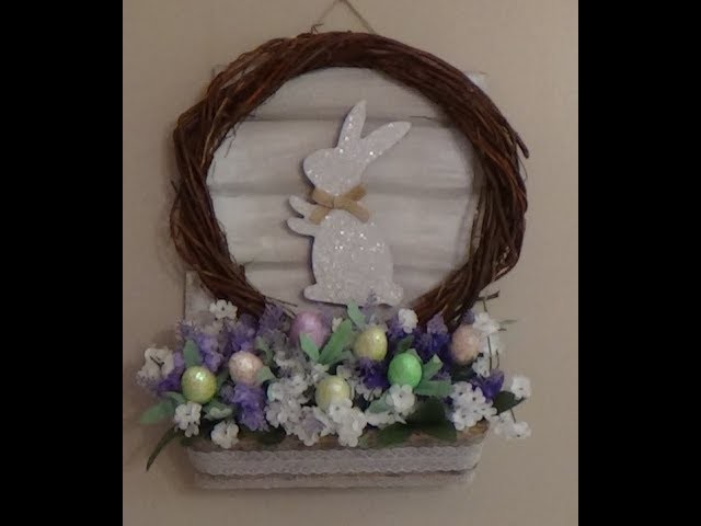 Dollar Tree DIY Easter Decor Wall Hanging Wreath Sign Floral Display