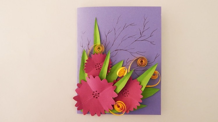 Greeting card with flowers DIY scrapbooking Karte mit Blumen