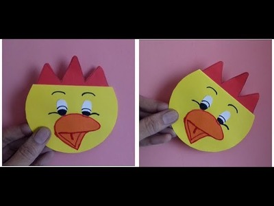 Hen card making for kids- paper hen