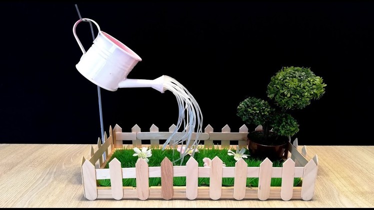 How to make mini Garden and hot glue Fountain. DIY