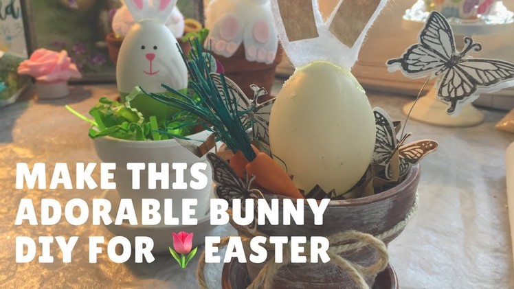 Make This Adorable Farmhouse.Rustic Bunny In A Pot DIY