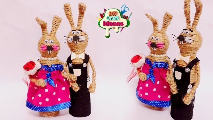 New Idea for ur Home Decor || jute rabbits diy idea || Easy 10 minutes Craft With Jute