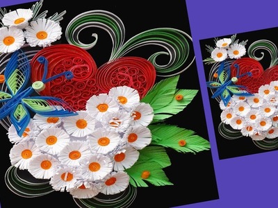 Paper || Beautiful Heart????Design Paper Quilling Flower Greeting Card || Paper Quilling Flowers ||