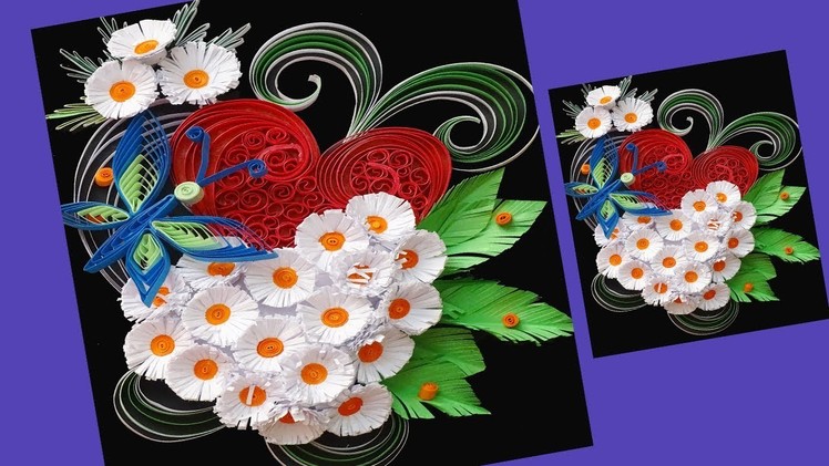 Paper || Beautiful Heart????Design Paper Quilling Flower Greeting Card || Paper Quilling Flowers ||