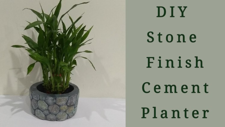 DIY Cement Planter.how to make cement planter.stone finish cement planter