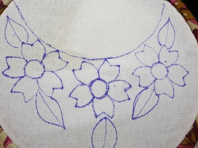 Easy and simple small video neck satin stitch hand embroidery design for w_s fashion