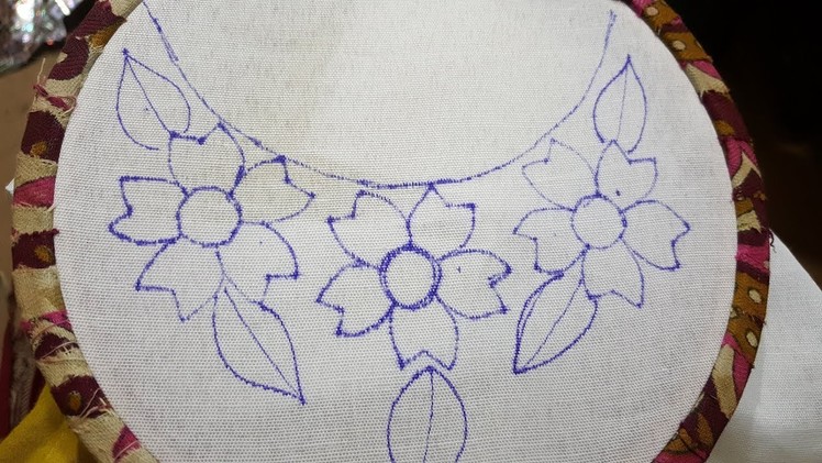 Easy and simple small video neck satin stitch hand embroidery design for w_s fashion