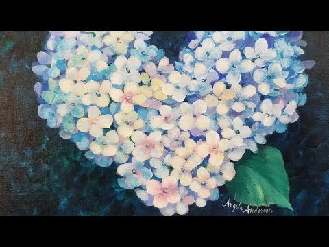 Easy Impressionist Hydrangea Heart Acrylic Painting LIVE Tutorial