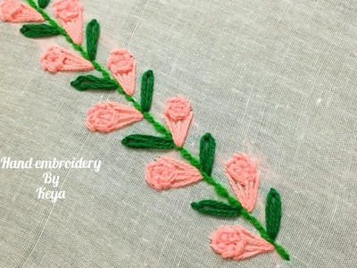 Hand Embroidery by keya | Simple border design | Easy border design 2019.10